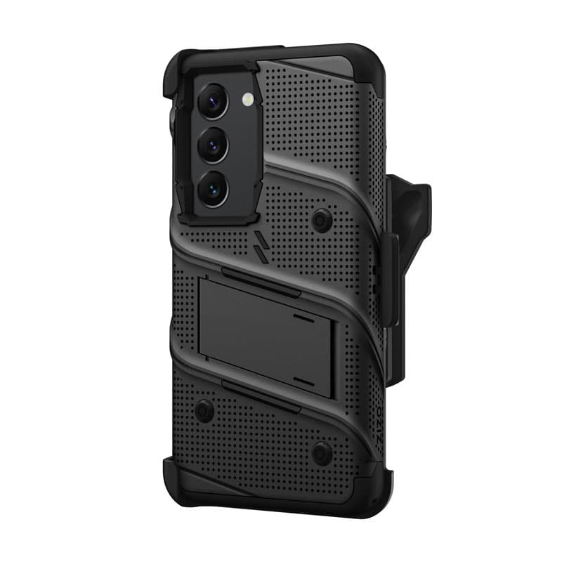 ZIZO BOLT Series - Armoured case for Samsung Galaxy S23 with 9H glass for screen + holder with stand (Black) 4