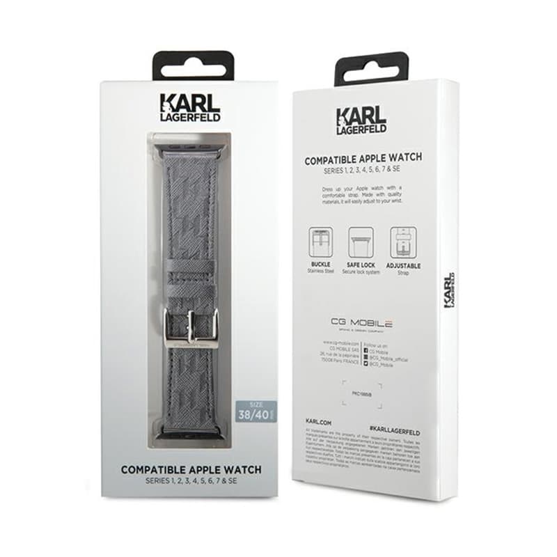 Karl Lagerfeld Saffiano Monogram - Strap for Apple Watch 38/40/41 mm (silver) 3