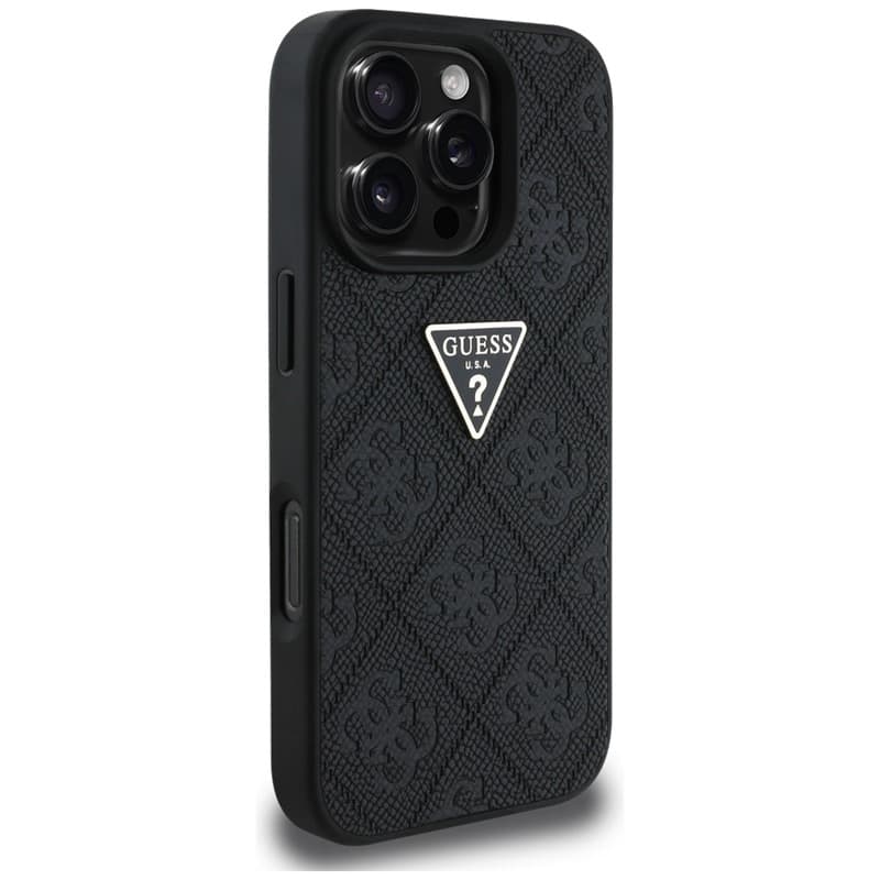 Guess Hot Stamp 4G Pattern Triangle Metal Logo - Case for iPhone 16 Pro Max (black) 4