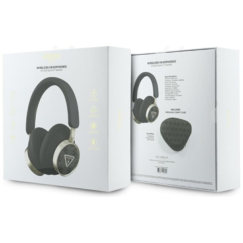 Guess 4G Triangle Logo - Wireless Bluetooth V5.4 ENC On-Ear Headphones (Black) 8