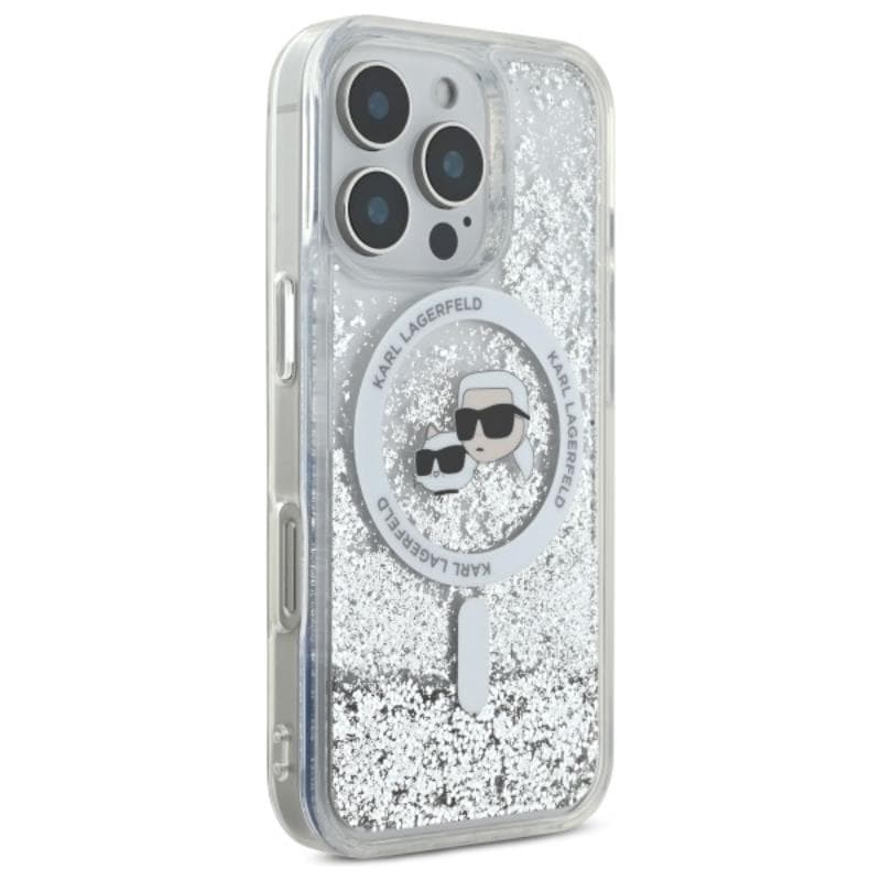 Karl Lagerfeld Liquid Glitter Karl & Choupette Head MagSafe - Case for iPhone 16 Pro Max (transparent) 4