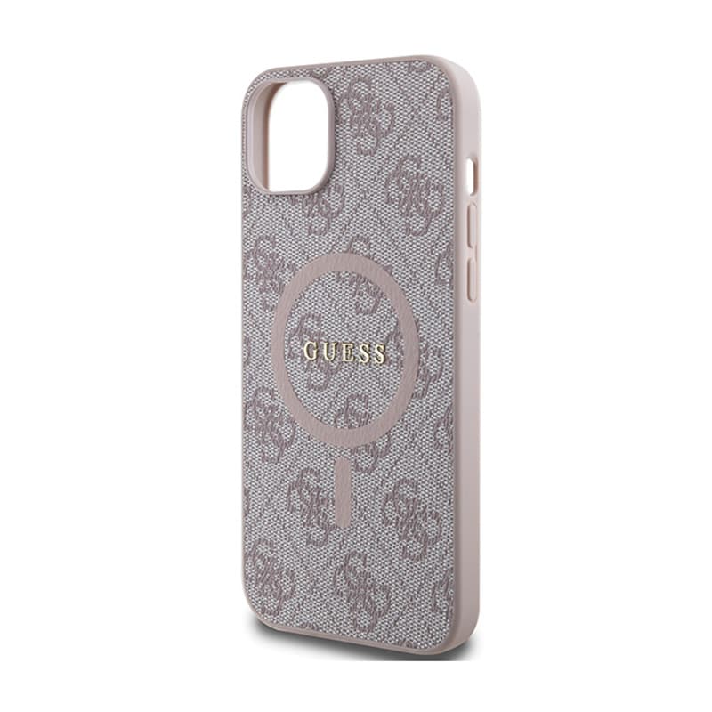 Guess 4G Collection Leather Metal Logo MagSafe - Case for iPhone 15 Plus / 14 Plus (pink) 6