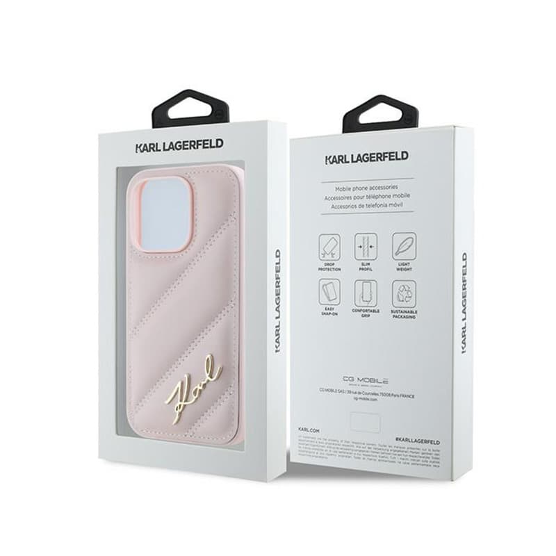Karl Lagerfeld Diagonal Quilted Script - Case for iPhone 14 Pro (Pink) 8