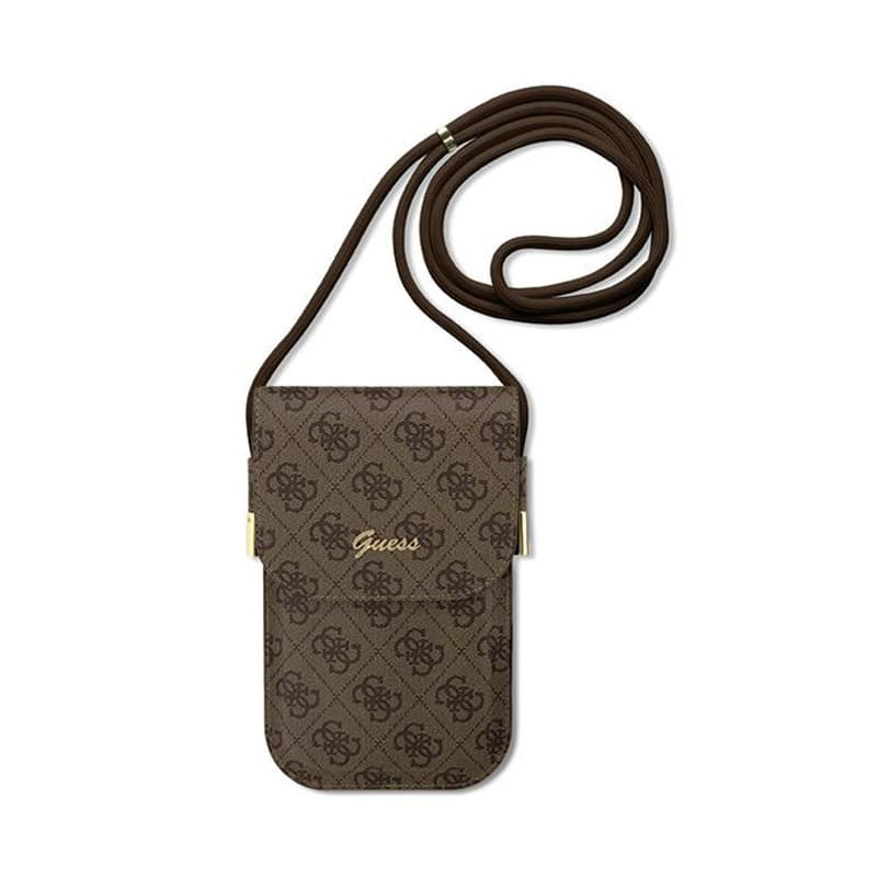 Guess 4G Metal Script Logo - Handbag crossbody for phone (brown) 1