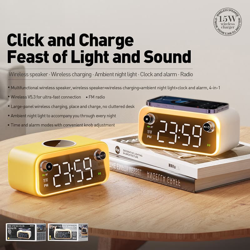 WEKOME Beluga D6 Dream - Multi-functional wireless speaker / FM radio with indirectional charging 15W MagSafe (White) 2