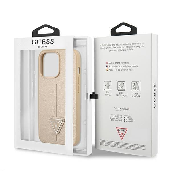 Guess SaffianoTriangle Logo Case - Case for iPhone 13 Pro (beige) 8