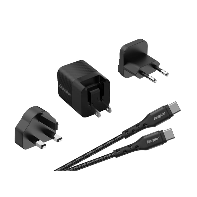 Energizer Ultimate - Multiplug EU / UK / US GaN 20W PD mains charger + USB-C cable (Black) 2