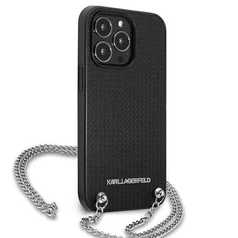Karl Lagerfeld Leather Textured and Chain - Case for iPhone 13 Pro Max (Black) 4