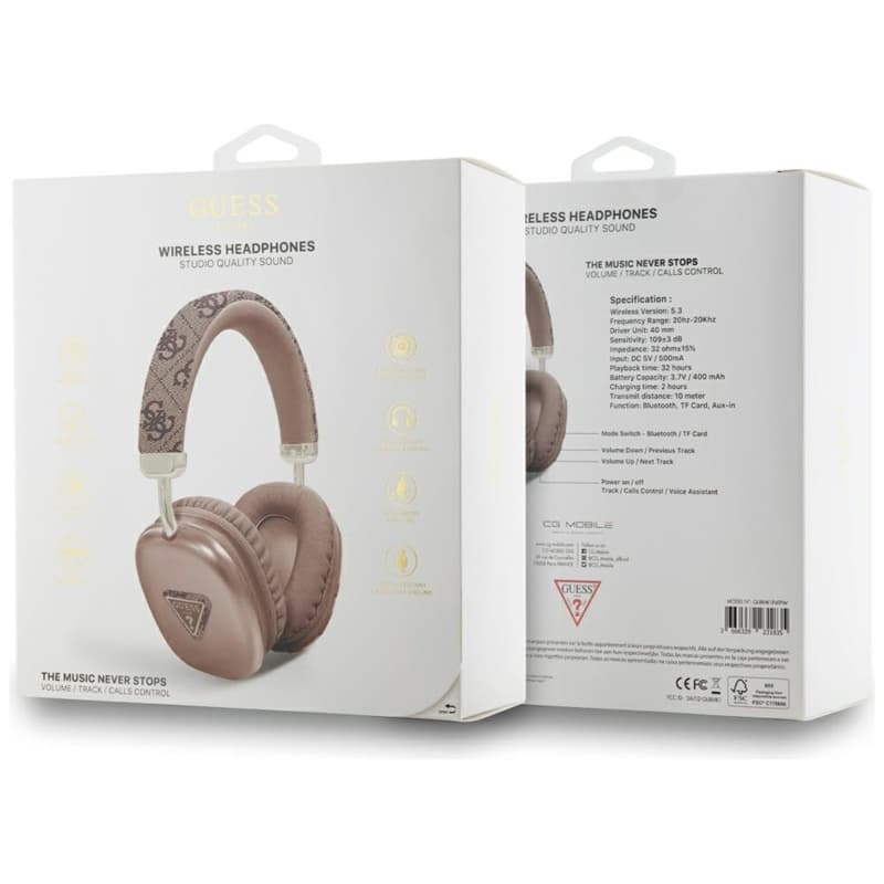 Guess 4G Triangle Logo - Wireless Over-Ear Headphones Bluetooth V5.3 (brown) 4