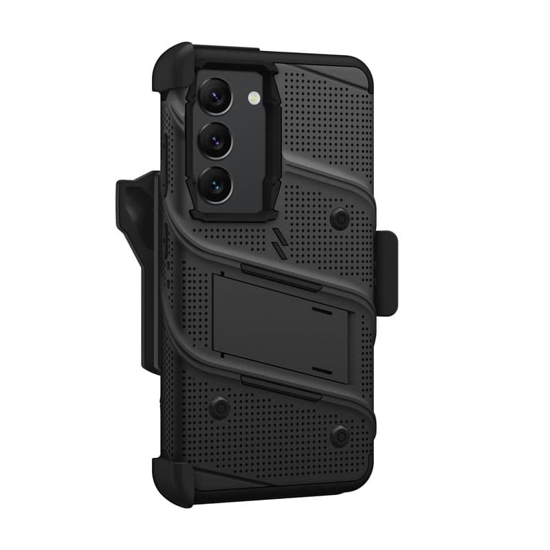 ZIZO BOLT Series - Armoured case for Samsung Galaxy S23 with 9H glass for screen + holder with stand (Black) 5