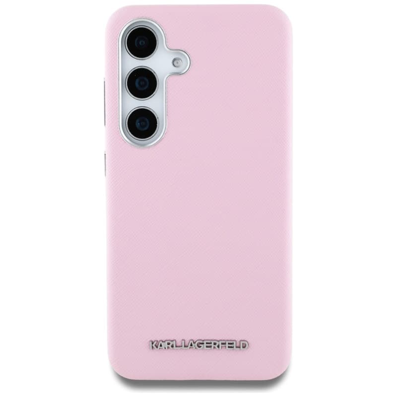 Karl Lagerfeld Saffiano Full Wrapped Elongated Metal Logo MagSafe - Case for Samsung Galaxy S25 (pink) 3