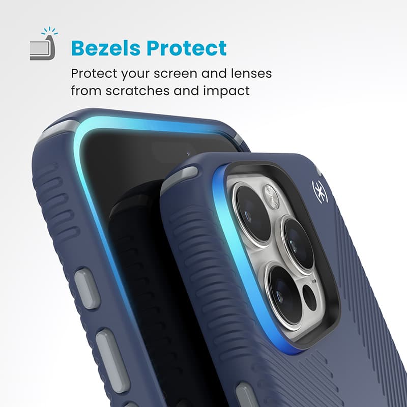Speck Presidio2 Grip ClickLock & MagSafe - iPhone 16 Pro Max Case (Coastal Blue / Dust Gray / White) 6