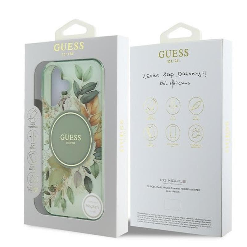 Guess IML Flower & Tonal Circle MagSafe - Case for iPhone 16 (Green) 8