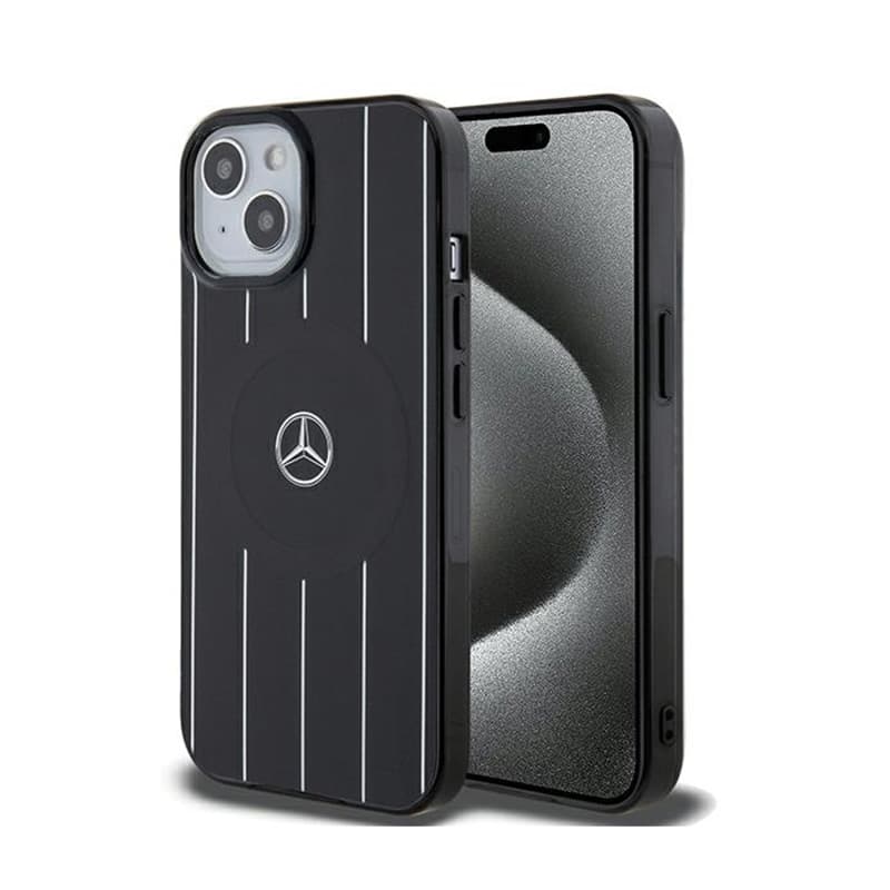 Mercedes Double Layer Crossed Lines MagSafe - iPhone 15 Case (Black)