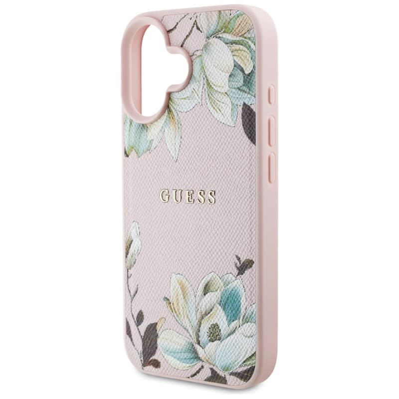 Guess Grained Printed Flower Pattern MagSafe - Case for iPhone 16 (pink) 6