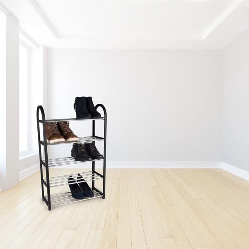 Alpina - Shoe Rack / Shelf / Stand 5-Tier 50x20x77 cm (Silver / Black) 4