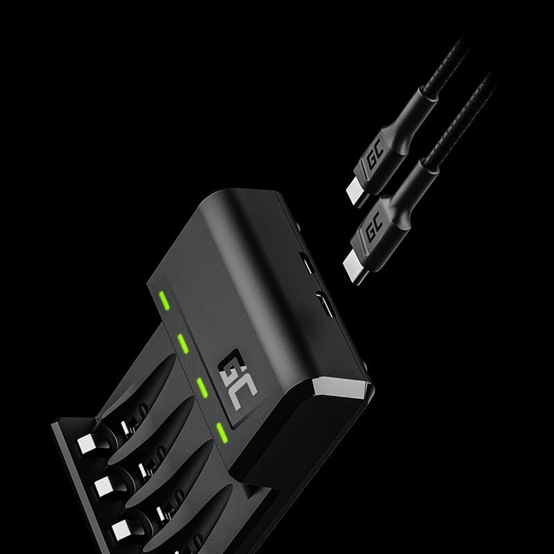 Green Cell GC VitalCharger Ni-MH AA and AAA battery charger with Micro USB and USB-C port 3