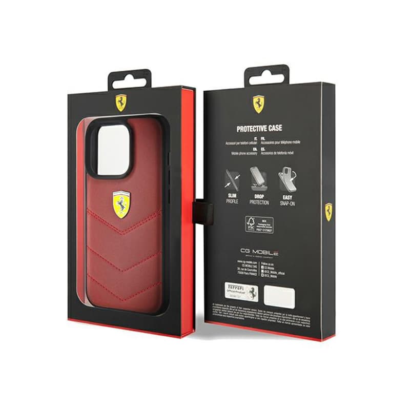 Ferrari Quilted Metal Logo - Case for iPhone 15 Pro (red) 8