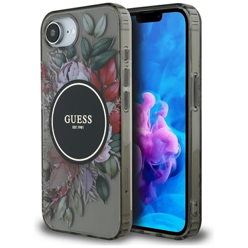 Guess IML Flowers MagSafe - Case for iPhone 16e (black) 1