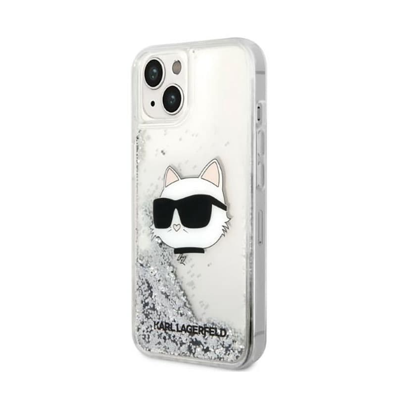 Karl Lagerfeld Liquid Glitter NFT Choupette Head - Case for iPhone 14 Plus (Silver) 2