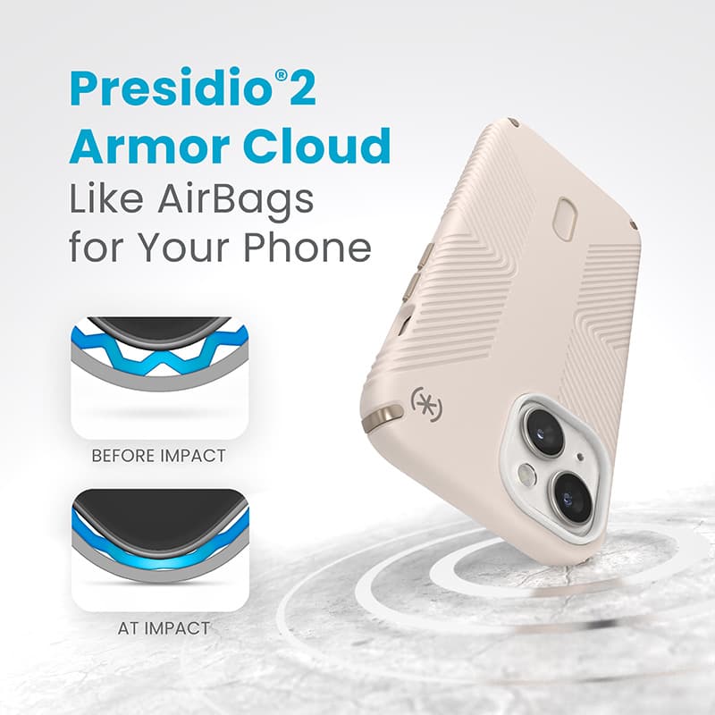 Speck Presidio2 Grip ClickLock & MagSafe - iPhone 17e / 16e / 15 / 14 / 13 Case (Bleached Bone / Heirloom Gold / Hazel Brown) 3