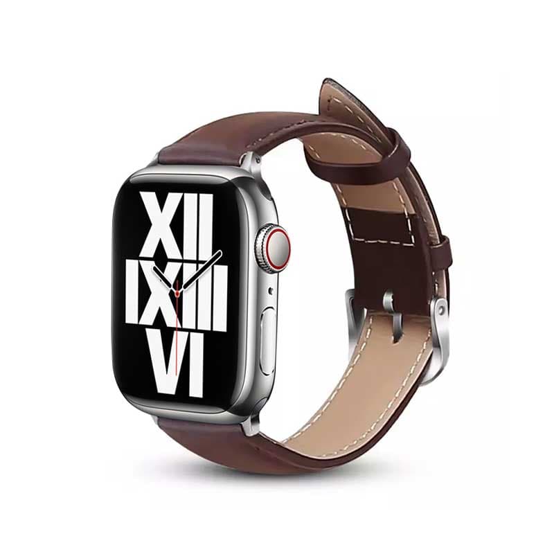 Crong Noble Band - Genuine Leather Strap for Apple Watch 44/45/46/49 mm (Espresso)