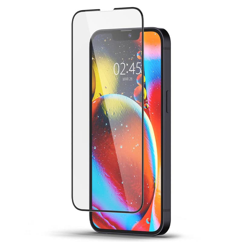 Spigen Glass FC - Tempered Glass for iPhone 17e / 16e / 14 / 13 / 13 Pro (Black Frame) 2