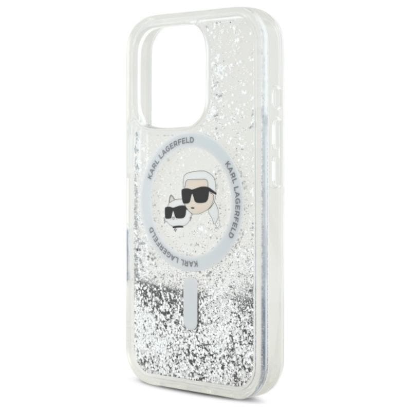 Karl Lagerfeld Liquid Glitter Karl & Choupette Head MagSafe - Case for iPhone 16 Pro Max (transparent) 6