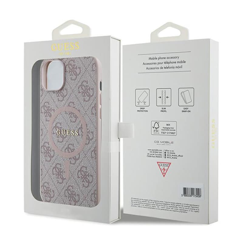 Guess 4G Collection Leather Metal Logo MagSafe - Case for iPhone 15 Plus / 14 Plus (pink) 8