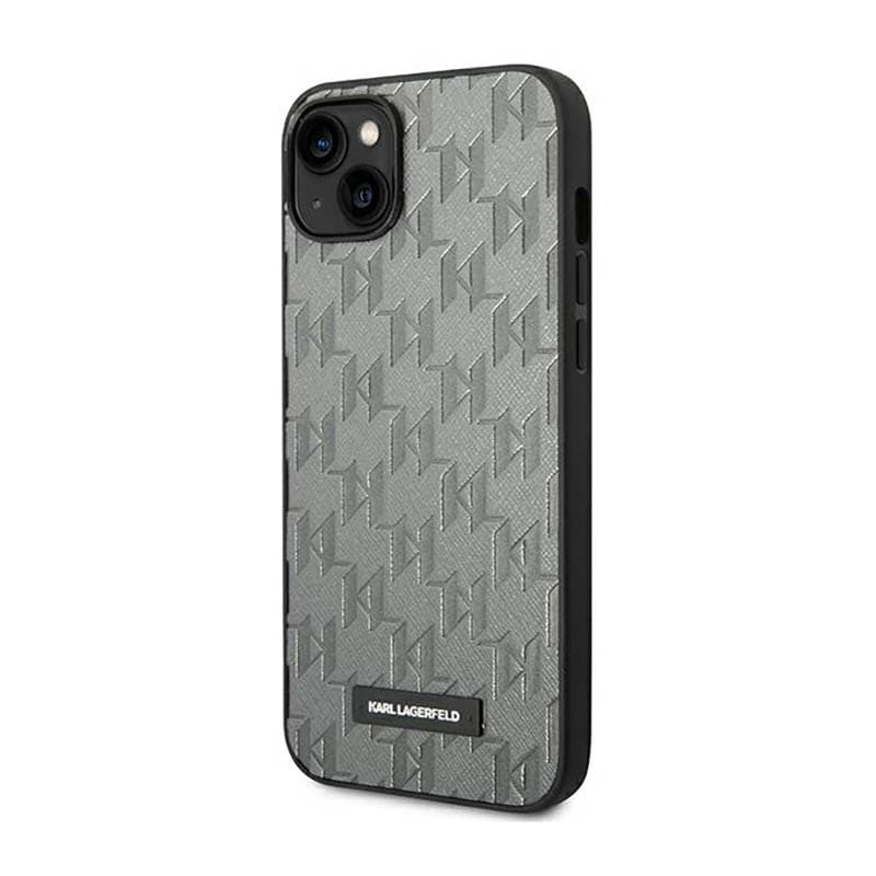 Karl Lagerfeld Saffiano Mono Metal Logo - Case for iPhone 14 Plus (Gray) 2