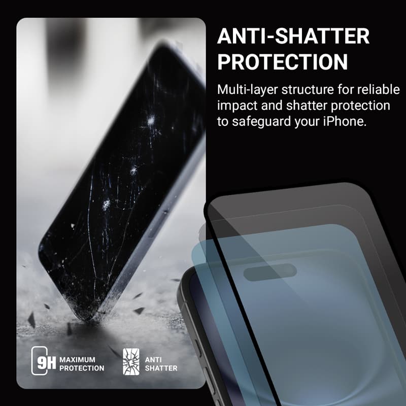 Crong Nano Glass - Shatterproof hybrid glass iPhone 16 / iPhone 15 3