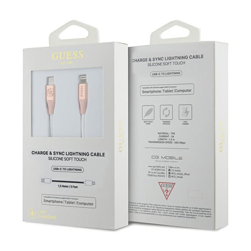 Guess Ebossed Logo - USB-C to Lightning cable MFi certified 1.5m (pink) 2