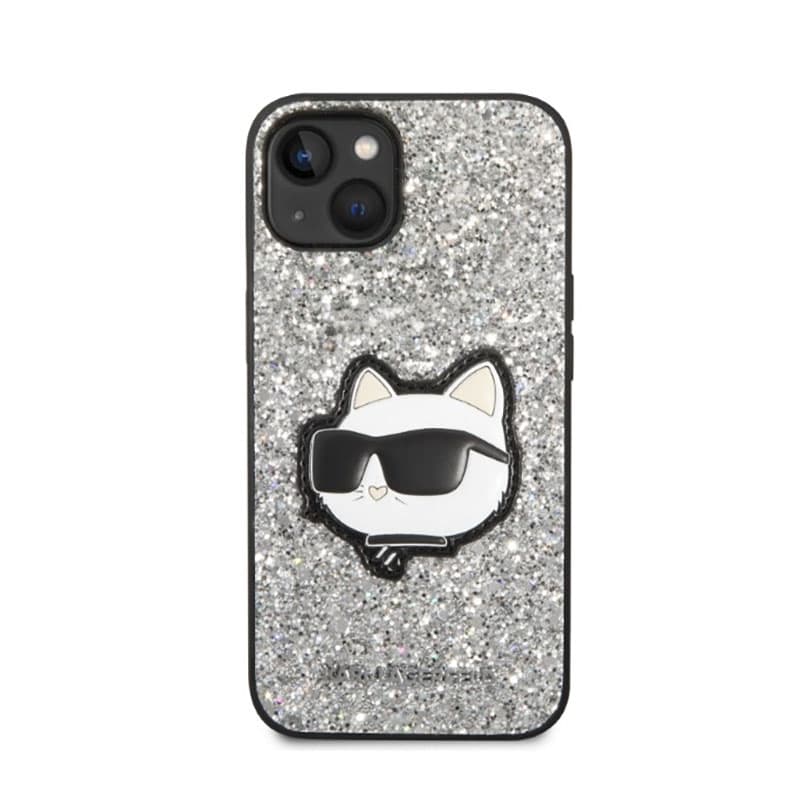 Karl Lagerfeld NFT Glitter Choupette Patch- Case for iPhone 14 (Silver) 3