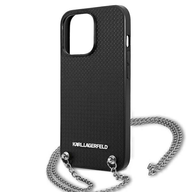Karl Lagerfeld Leather Textured and Chain - Case for iPhone 13 Pro Max (Black) 6