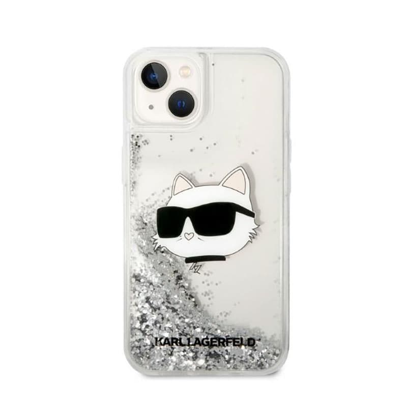 Karl Lagerfeld Liquid Glitter NFT Choupette Head - Case for iPhone 14 Plus (Silver) 3