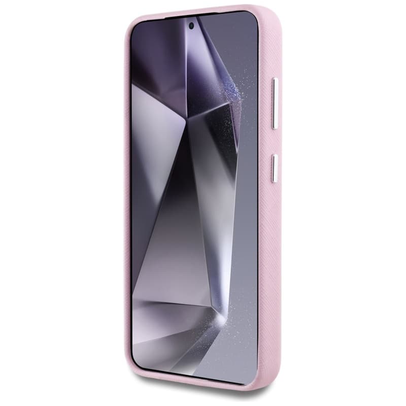 Karl Lagerfeld Saffiano Full Wrapped Elongated Metal Logo MagSafe - Case for Samsung Galaxy S25 (pink) 5