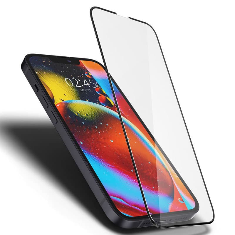 Spigen Glass FC - Tempered Glass for iPhone 17e / 16e / 14 / 13 / 13 Pro (Black Frame) 3