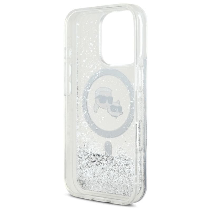Karl Lagerfeld Liquid Glitter Karl & Choupette Head MagSafe - Case for iPhone 16 Pro Max (transparent) 7