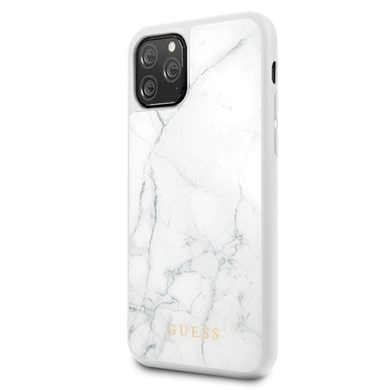 Guess Marble Tempered Glass Hardcase - Case iPhone 11 Pro (white) 2