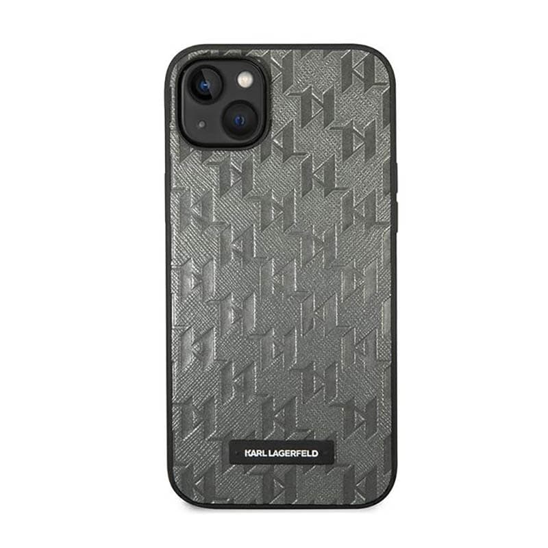 Karl Lagerfeld Saffiano Mono Metal Logo - Case for iPhone 14 Plus (Gray) 3