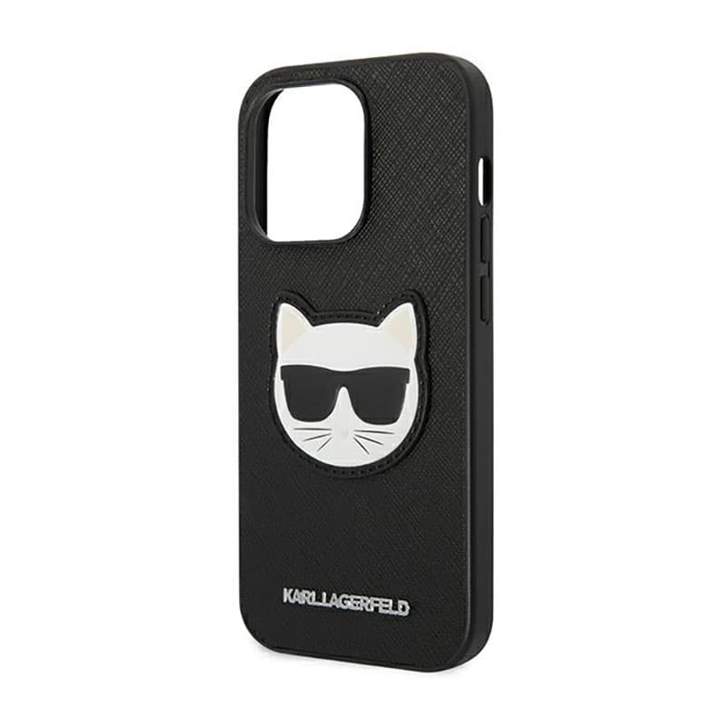 Karl Lagerfeld Saffiano Choupette Head Patch Case - Case for iPhone 14 Pro Max (Black) 6