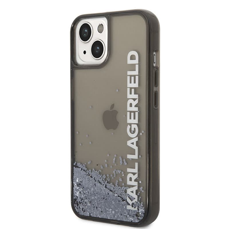Karl Lagerfeld Liquid Glitter Translucent Elongated Logo Case - Case for iPhone 14 Plus (Black) 1
