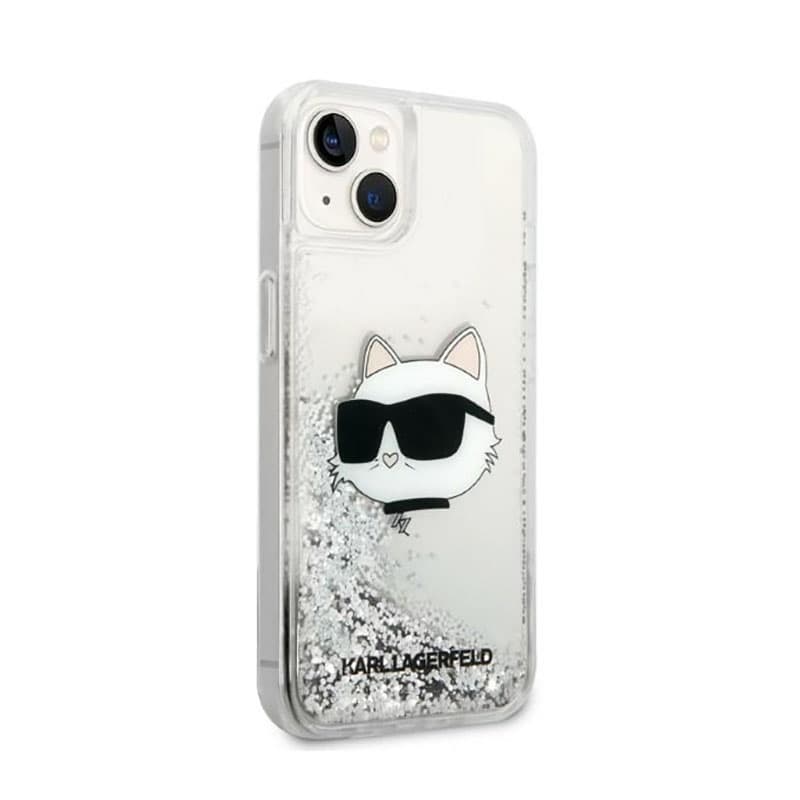 Karl Lagerfeld Liquid Glitter NFT Choupette Head - Case for iPhone 14 Plus (Silver) 4
