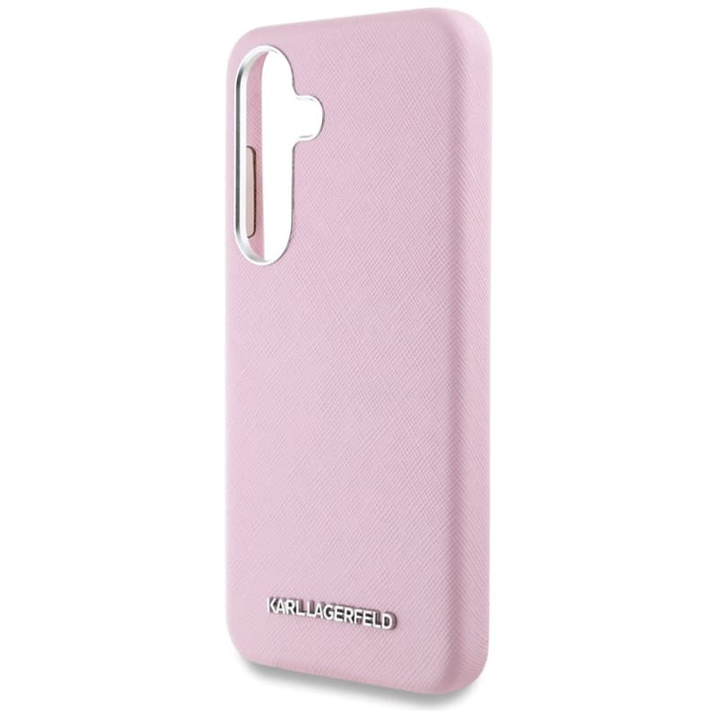 Karl Lagerfeld Saffiano Full Wrapped Elongated Metal Logo MagSafe - Case for Samsung Galaxy S25 (pink) 6