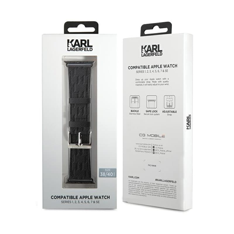 Karl Lagerfeld Saffiano Monogram - Strap for Apple Watch 38/40/41 mm (black) 3