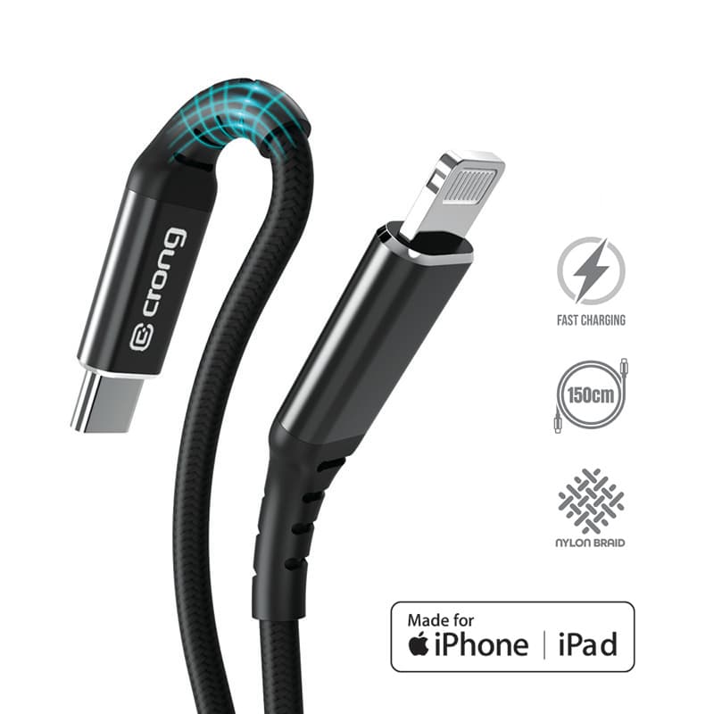 Crong Armor Link - USB-C Lightning Fast Charging MFi Cable 150cm (black) 1
