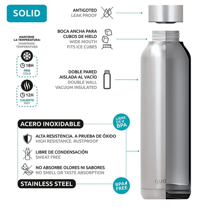 Quokka Solid Kids with strap - 330 ml stainless steel thermal bottle with strap (Jungle) 4