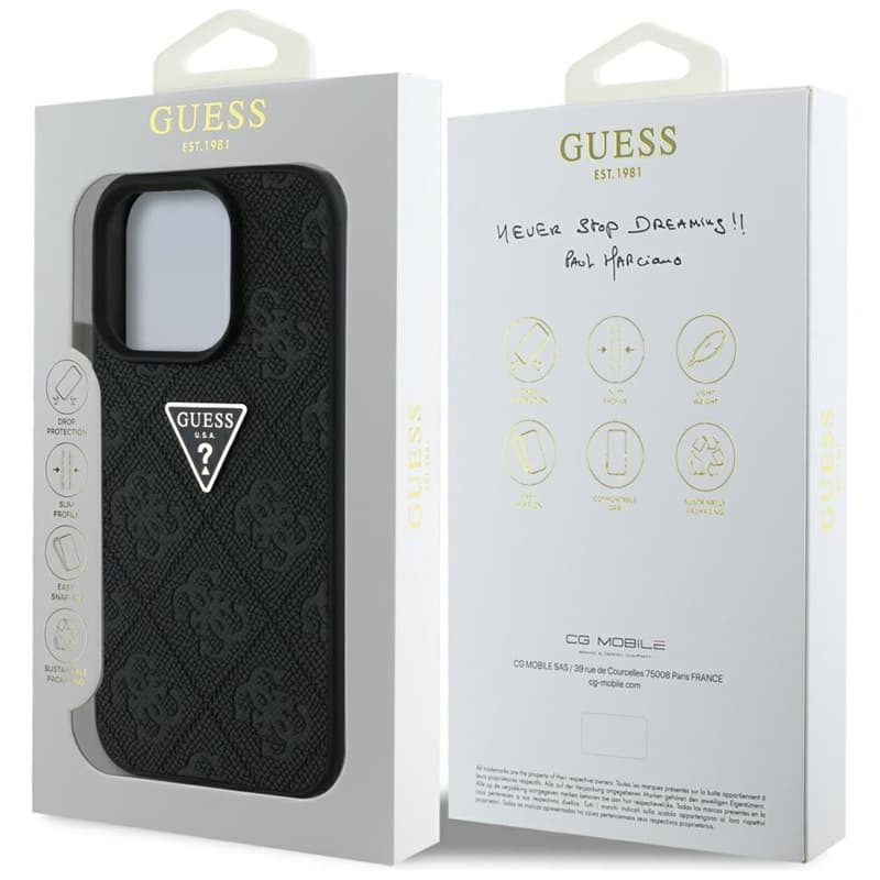 Guess Hot Stamp 4G Pattern Triangle Metal Logo - Case for iPhone 16 Pro Max (black) 8