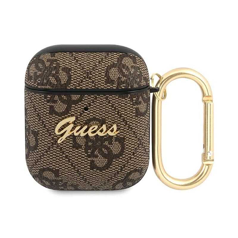 Guess 4G Sctript Metal Collection - Case for Apple AirPods 1/2 gen (Brown) 1