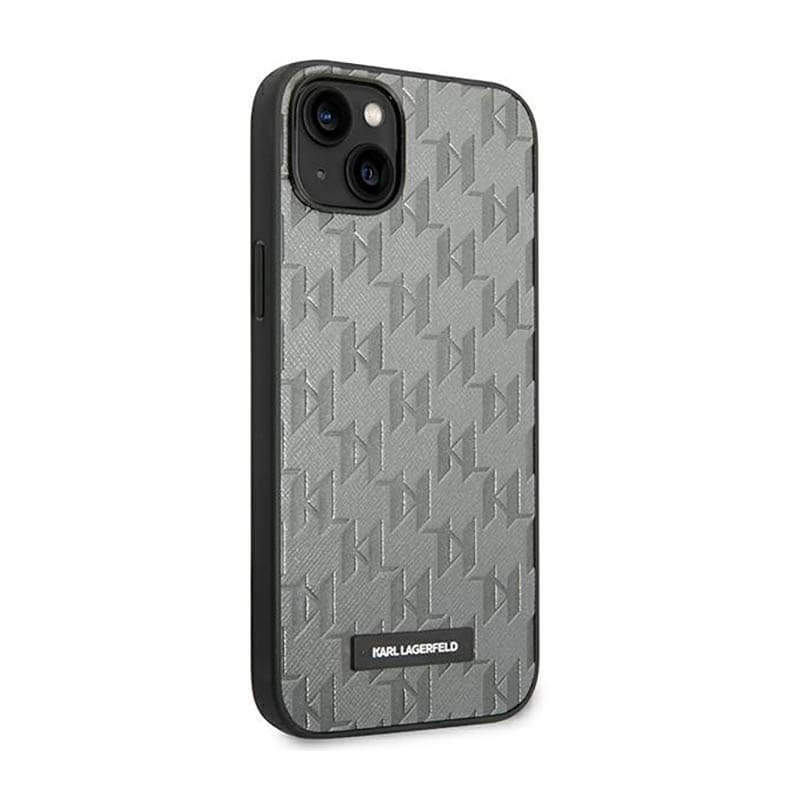 Karl Lagerfeld Saffiano Mono Metal Logo - Case for iPhone 14 Plus (Gray) 4